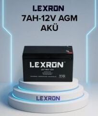 Lexron 7AH - 12V AGM Kuru Tip Akü